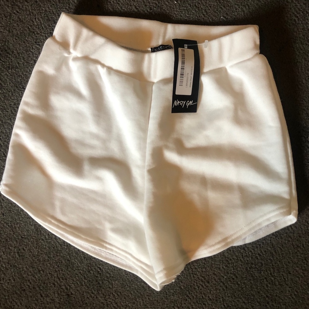 NEW Nasty Gal White Jersey Shorts